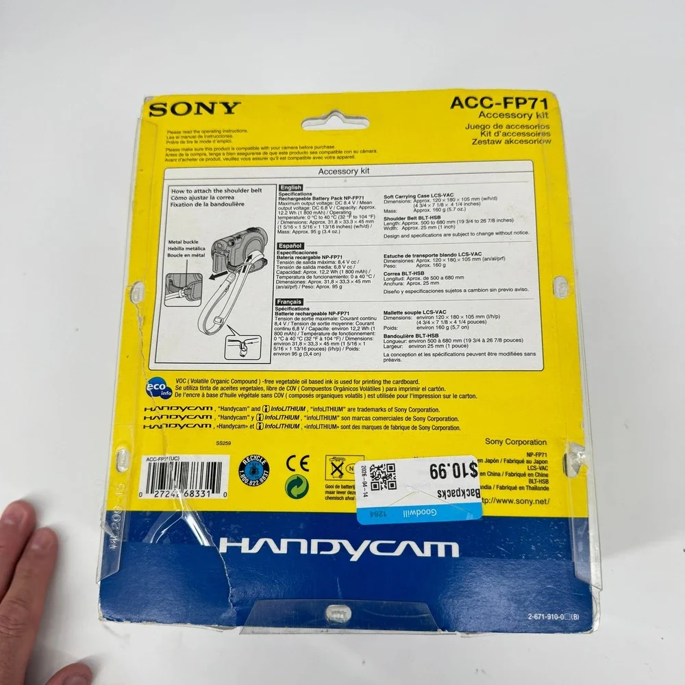 Sony ACC-FP71 Handycam Accessory Kit NP-FP71 Battery Case Strap New Damaged‎ Box